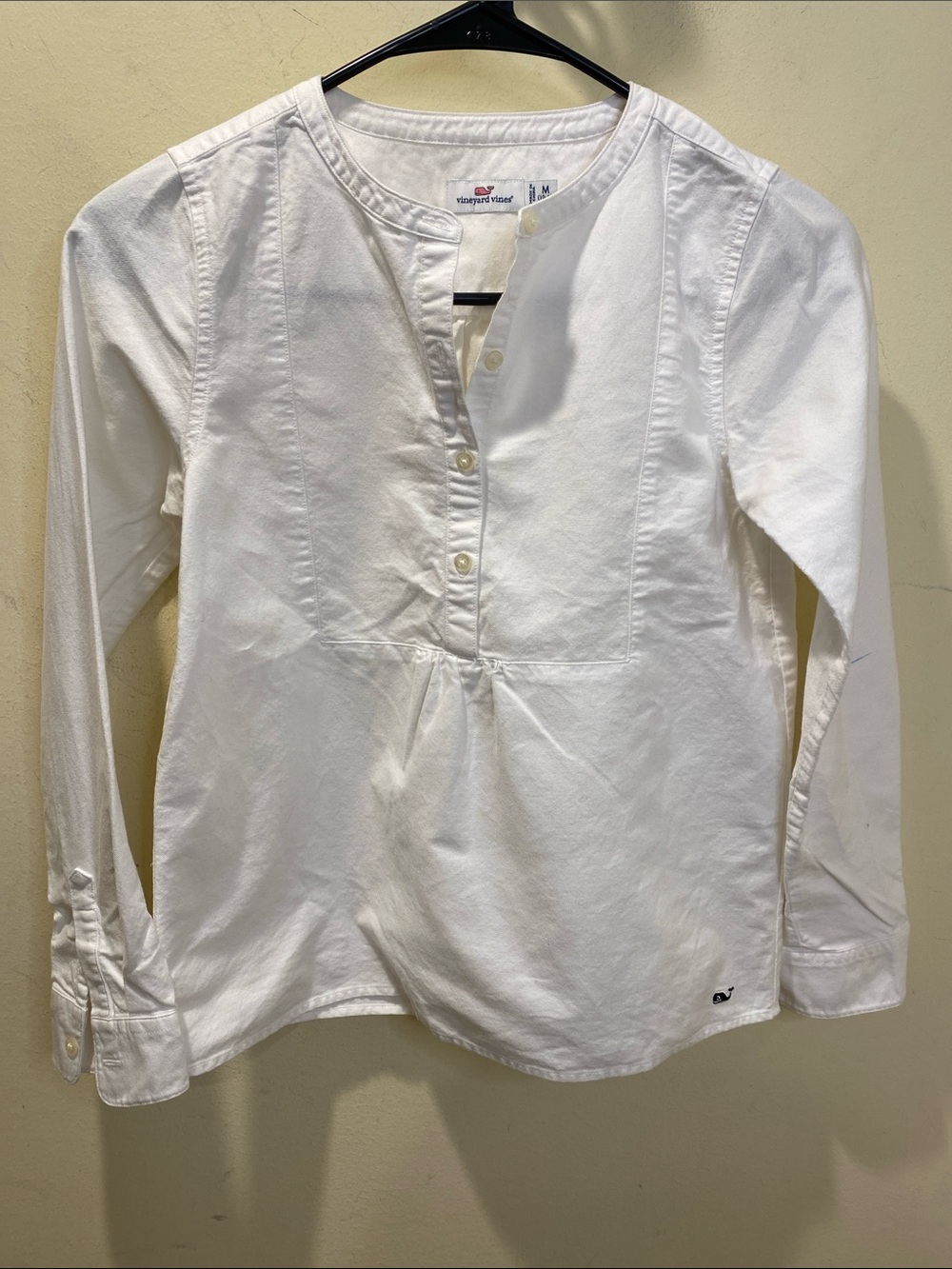 Vineyard Vines White Long-Sleeve Girts  Henley Top Sz M(10-12)